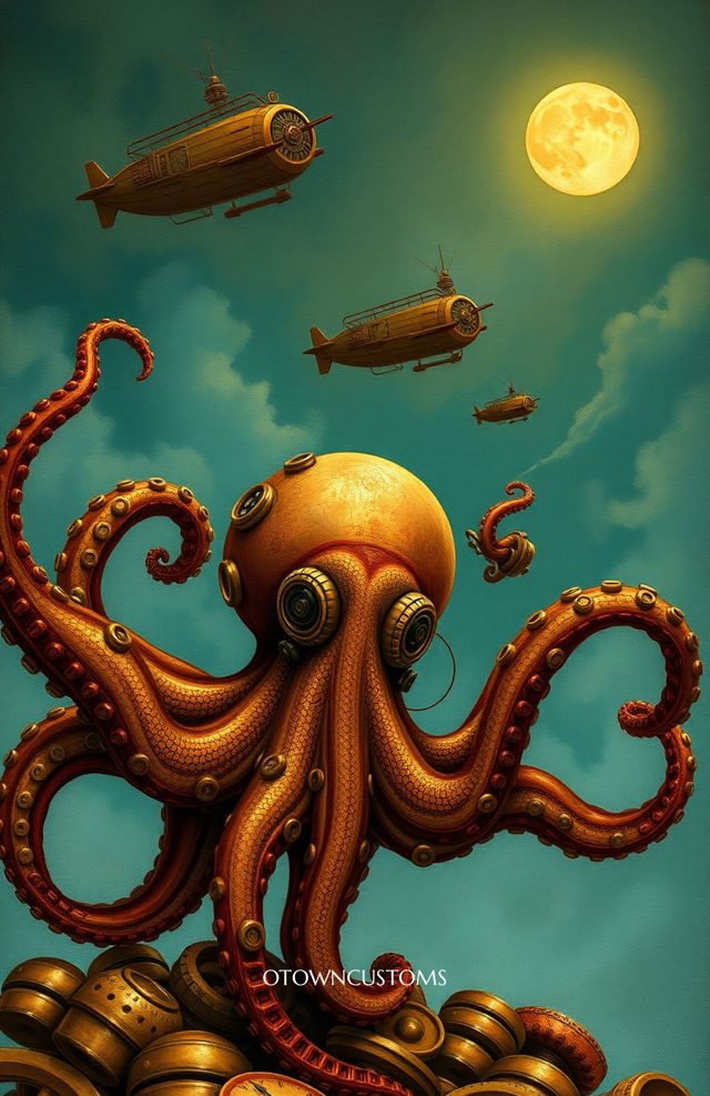 Steampunk Octopus Cog Airship