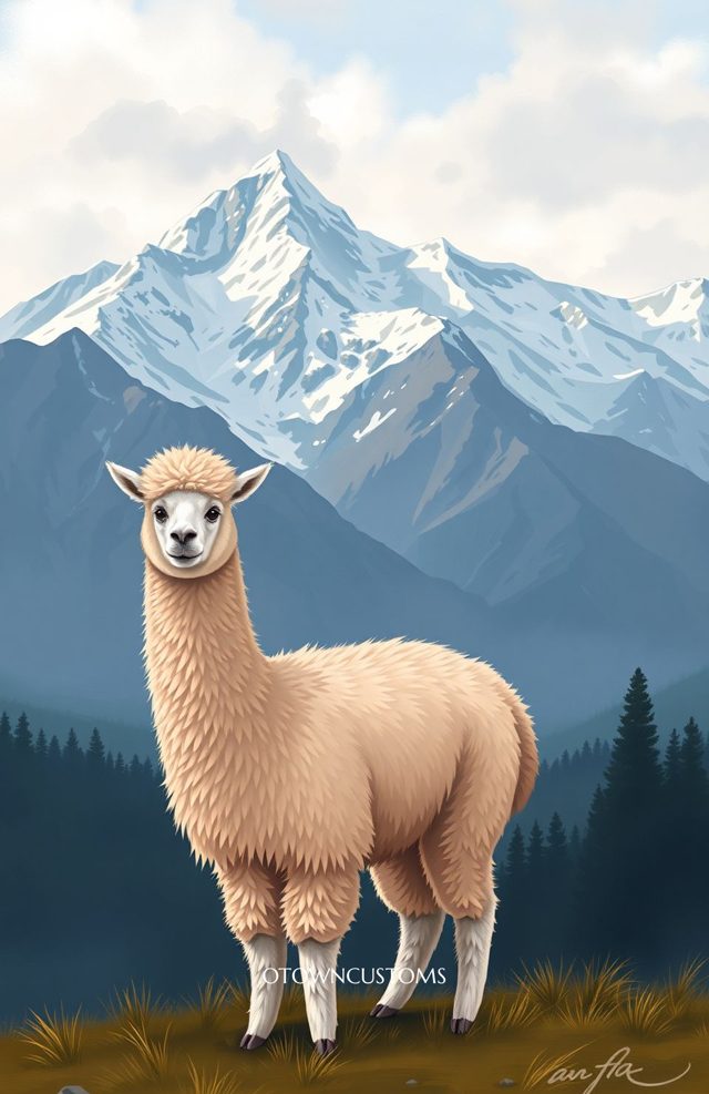 Llama Alpaca Mountain Majesty Phone Case Digital Painting