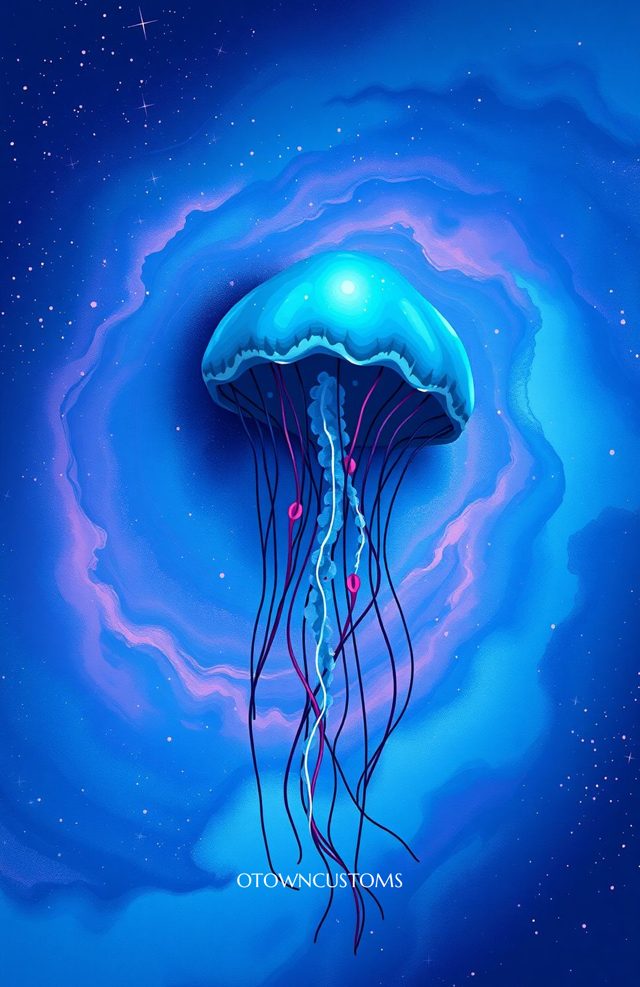Glowing Cosmic Jellyfish Space