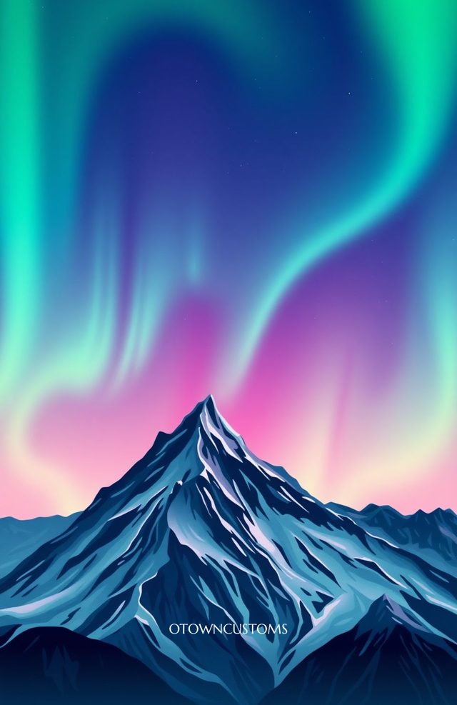Stylized Aurora Mountains Mystic Mountain