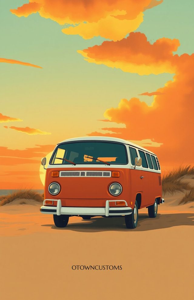 Retro Groovy Sunset Art Phone Case Beach Scene