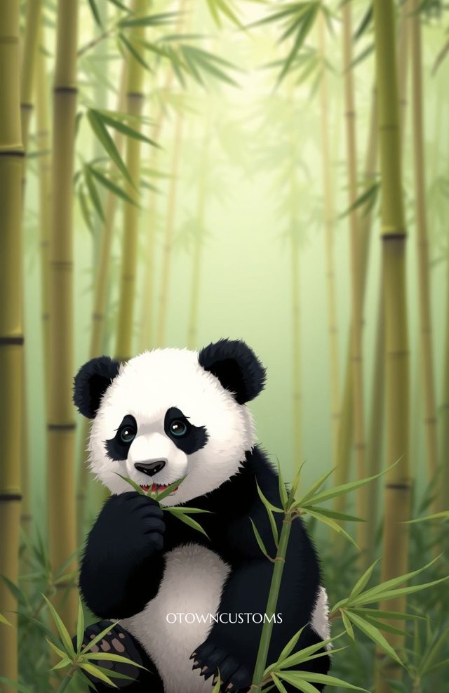 Cute Panda Bamboo Cartoon