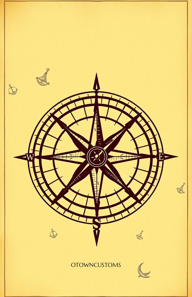 Vintage Compass Rose Nautical Map