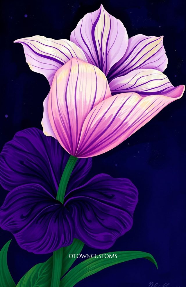 Vibrant Floral Illustration Abstract Midnight Bloom