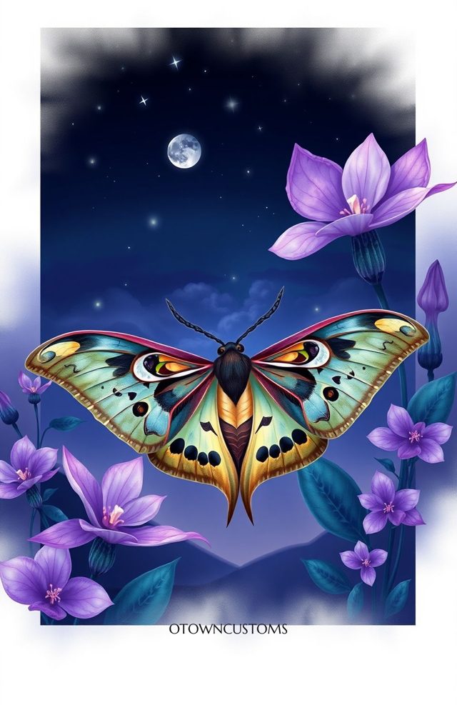 Whimsical Fantasy Mystic Moth Night Bloom