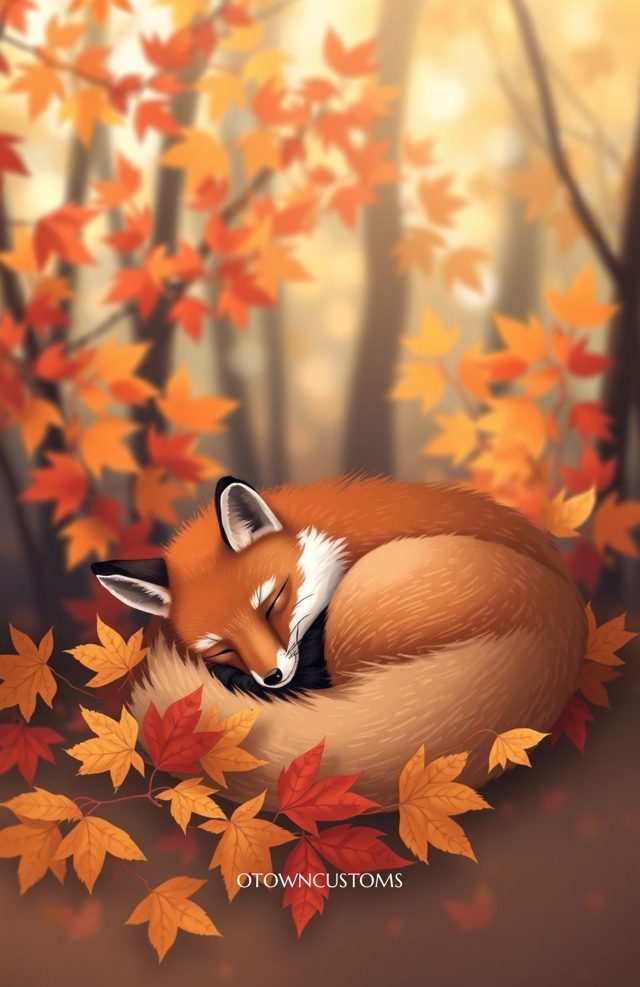 Whimsical Fox Autumn Leaves Nature