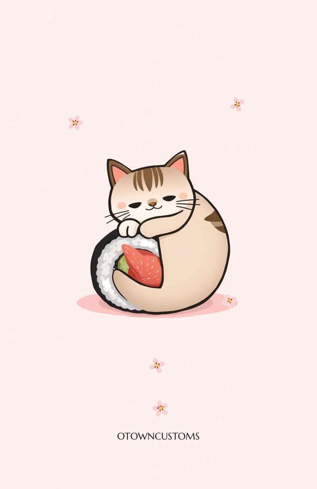Cute Sushi Cat Roll Kawaii