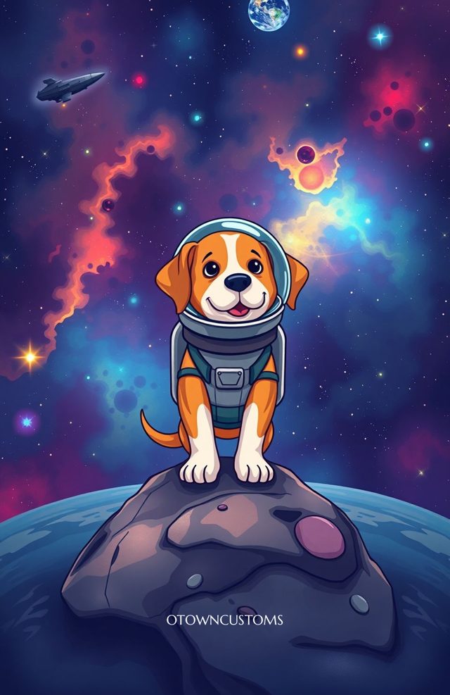 Cartoon Space Dog Astronaut
