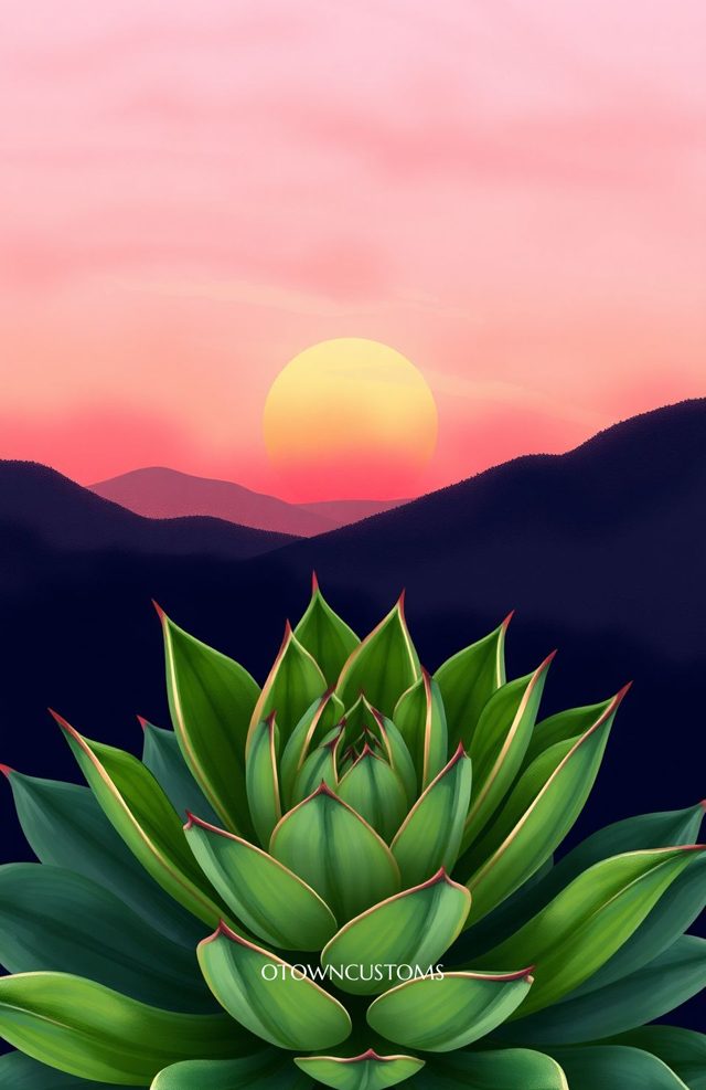 Succulent Garden Sunset Digital Art