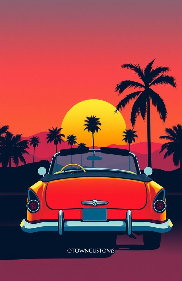 Retro Sunset Ride Synthwave Vaporwave