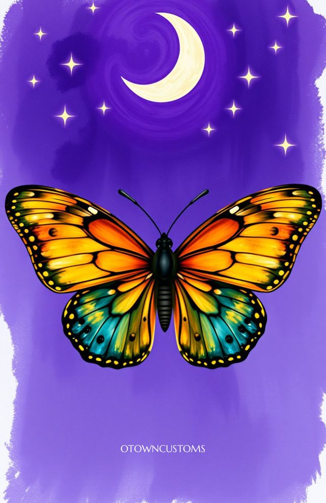 Painterly Butterfly Moon Phase