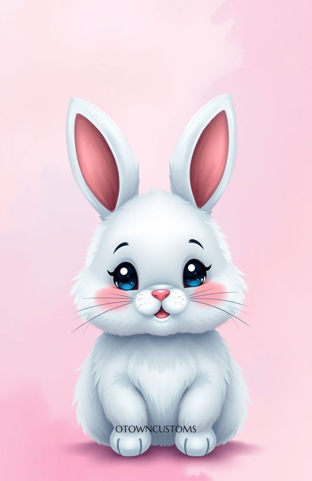 Cuddly Kawaii Bunny Digital Cartoon