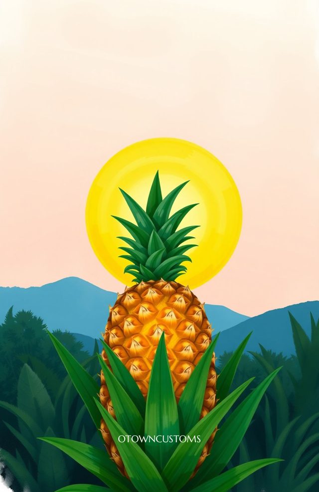 Tropical Pineapple Fruit Illustration
