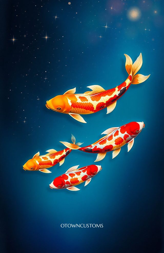 Vibrant Koi Illustration Galactic Pond