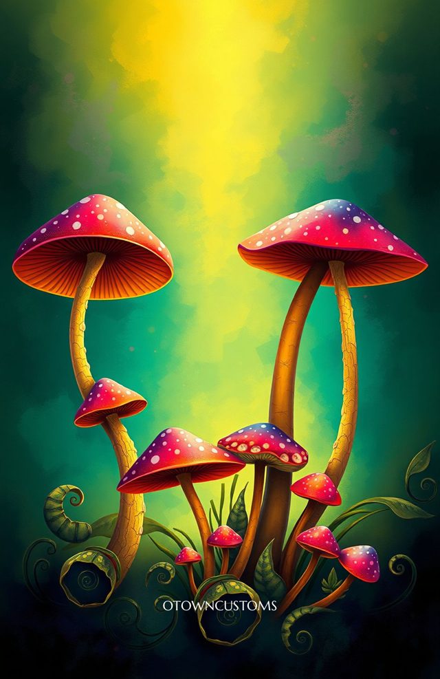 Psychedelic Mushroom Trip Whimsical Illustration