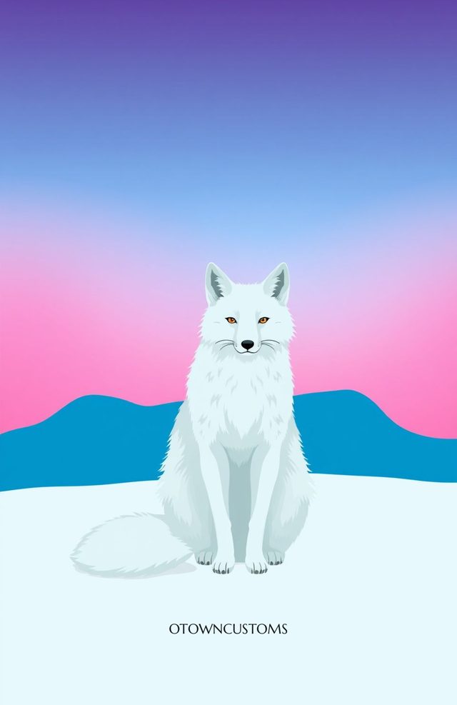 Arctic Fox Glacier Majesty Flat Illustration