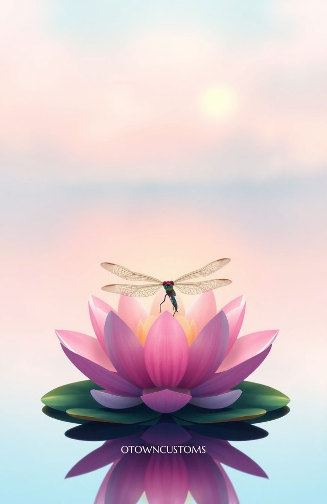 Serene Dragonfly Lotus Pond