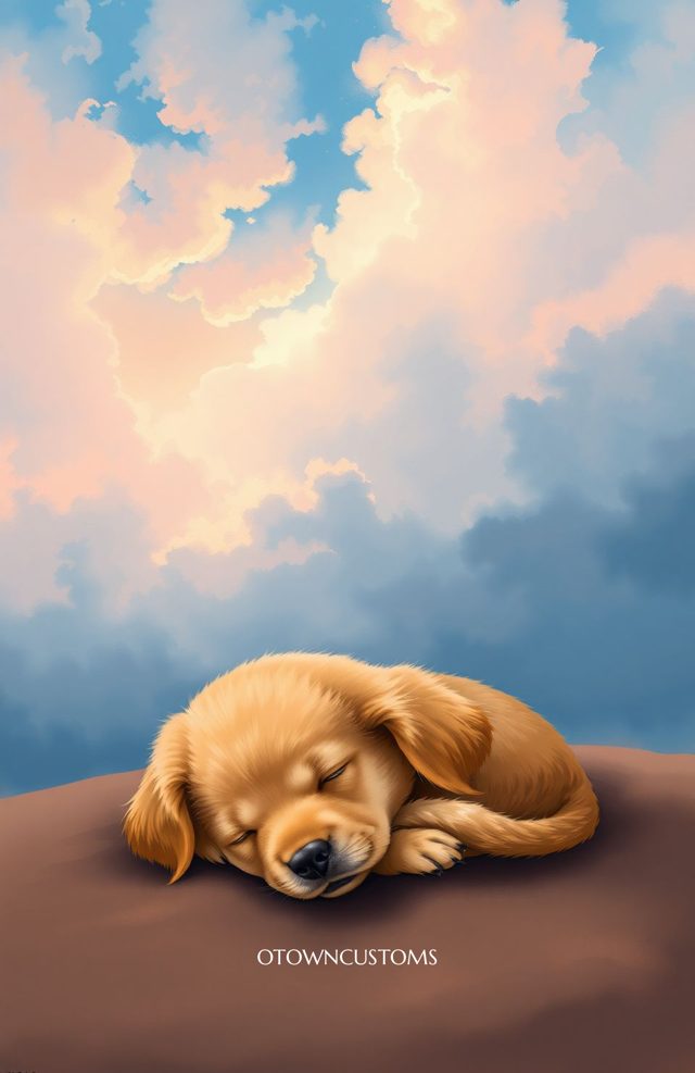 Golden Retriever Puppy Painterly Clouds