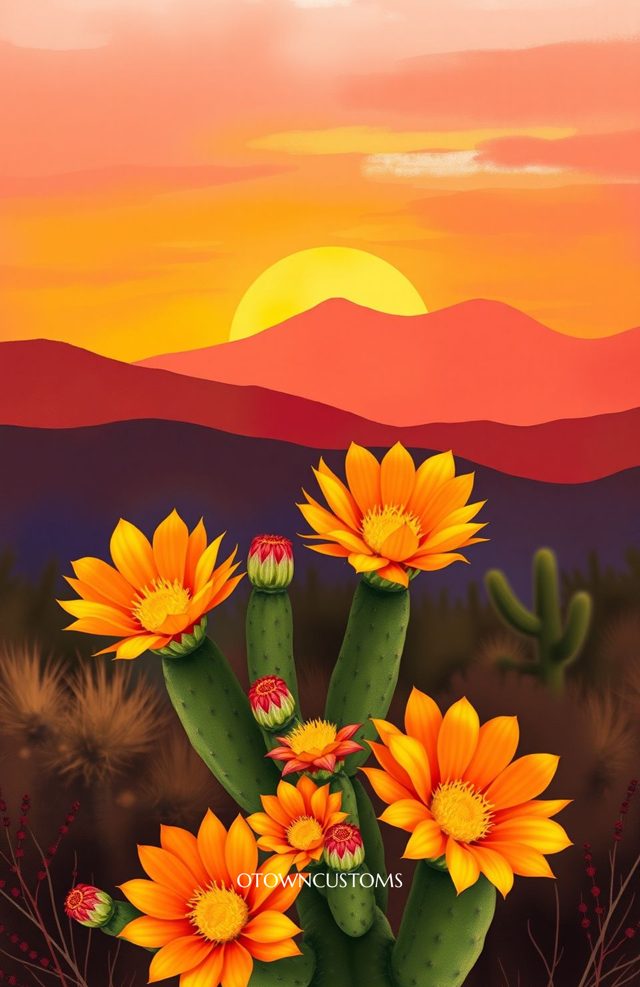 Golden Hour Desert Bloom Sunset