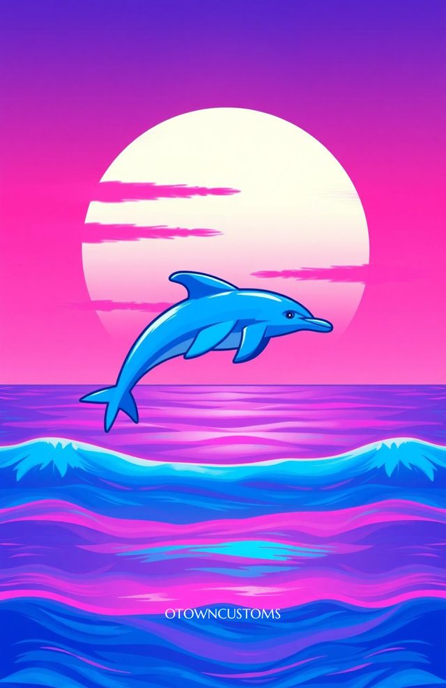 Retro Vaporwave Dolphin