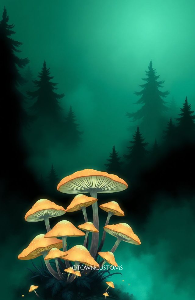 Whimsical Mushroom Forest Glow Scene